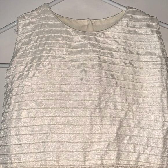 Ruffled Ruvi Girls Dress Size 6 Ivory Pleated Satin Sleeveless Formal Made In Me - Picture 3 of 8